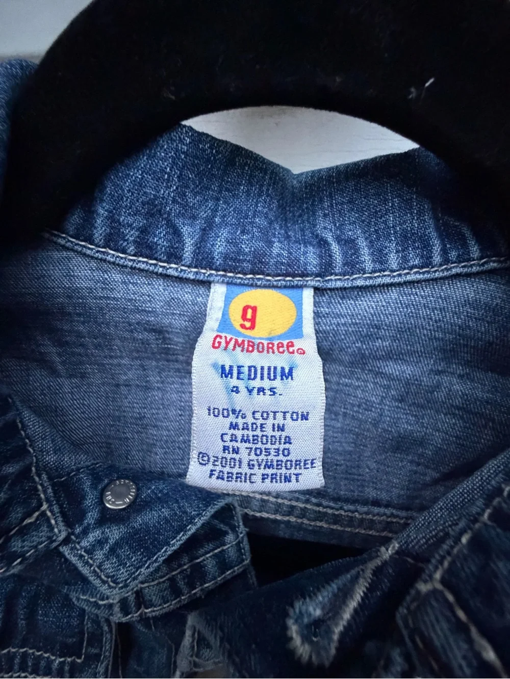 Vintage 2000 Gymboree Girls Denim Jean Jacket Size 4 Y2K